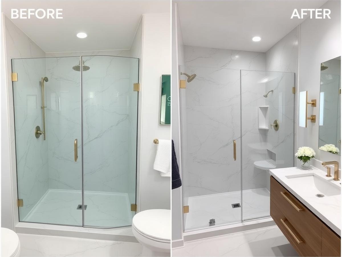 Dated Tub → Walk-In Shower after remodel by Dr. Handyman Service